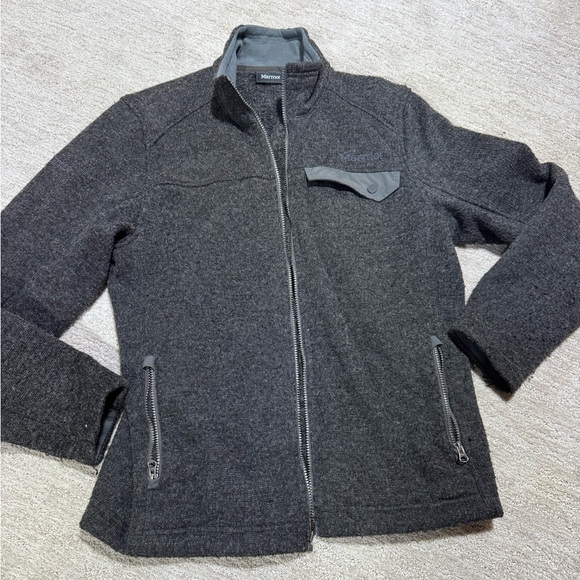 Marmot Charcoal Wool Blend Full-Zip Poacher Jacket - Picture 1 of 6